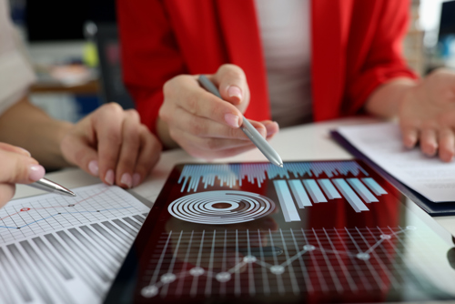 two people comparing data